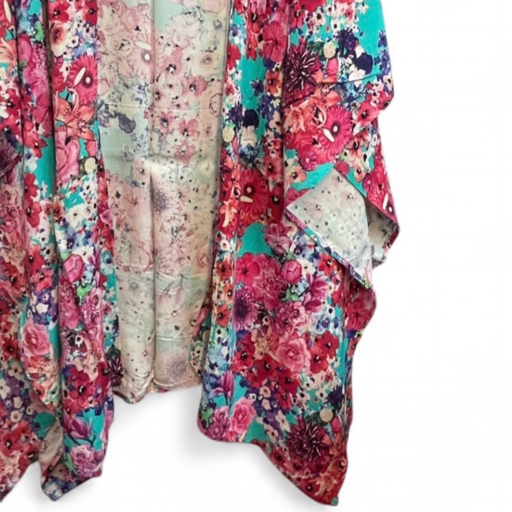 Floral Kimono Cardigan Vibrant Beach Summer Cover Vibe Plus Size 1X 2X Umgee - Picture 9 of 9